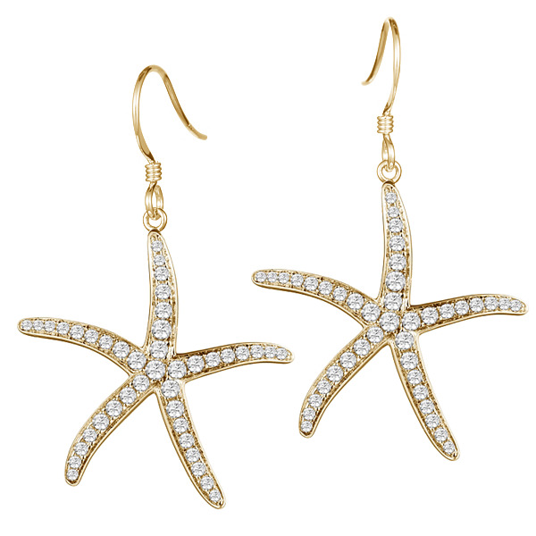 Sterling Silver Crystal Starfish Earrings