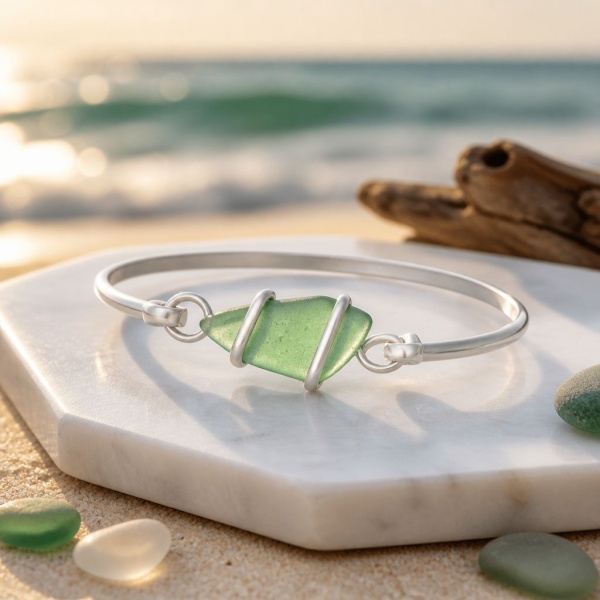Sea Glass Bangle Bracelet