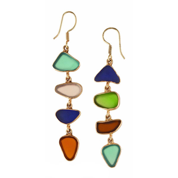 Alchemia Recycled Multi-Color Glass Earrings