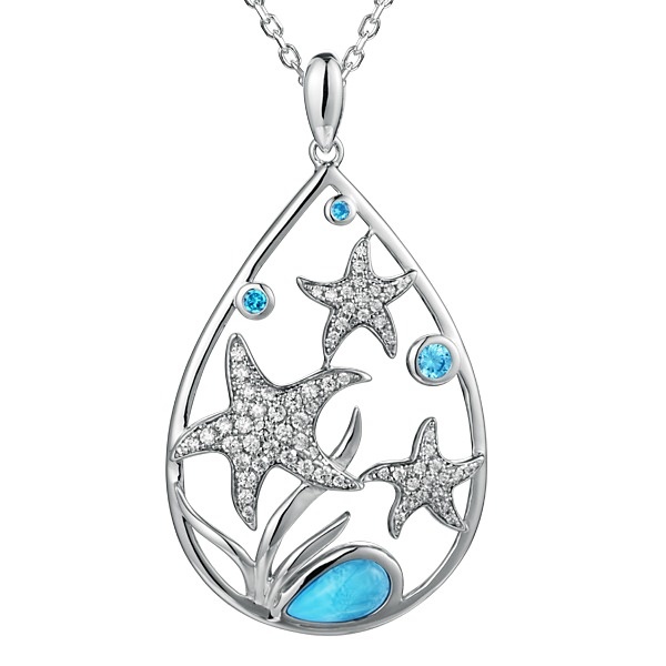 Larimar Blue Ocean Stars Pendant