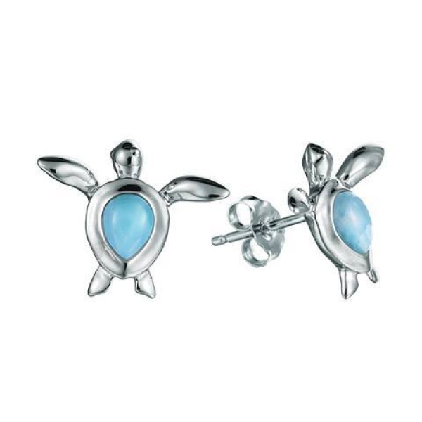 Larimar Honu Pear Post Earrings