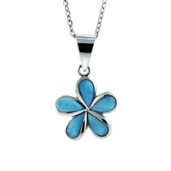 Larimar Plumeria Pendant