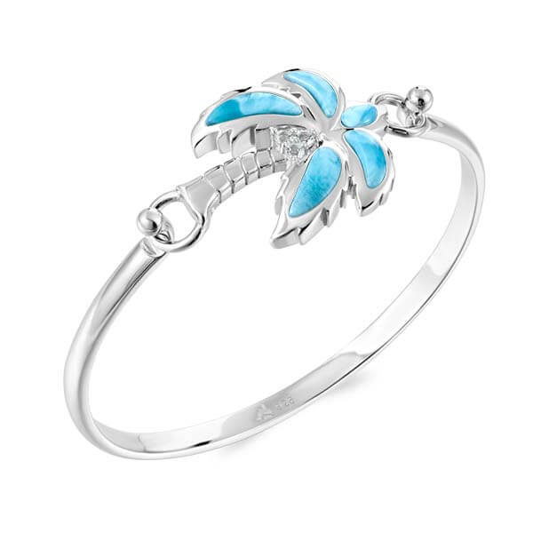 Interchangeable Bangle Top - Larimar Palm Tree