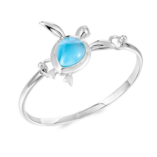 Interchangeable Bangle Top - Larimar Turtle