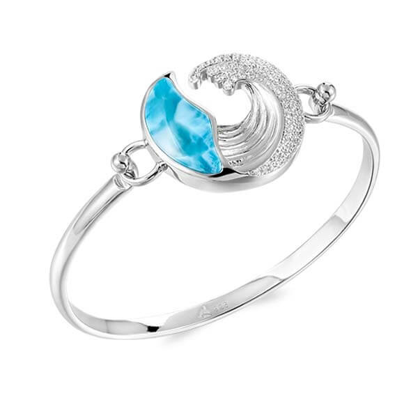 Interchangeable Bangle Top - Larimar Wave