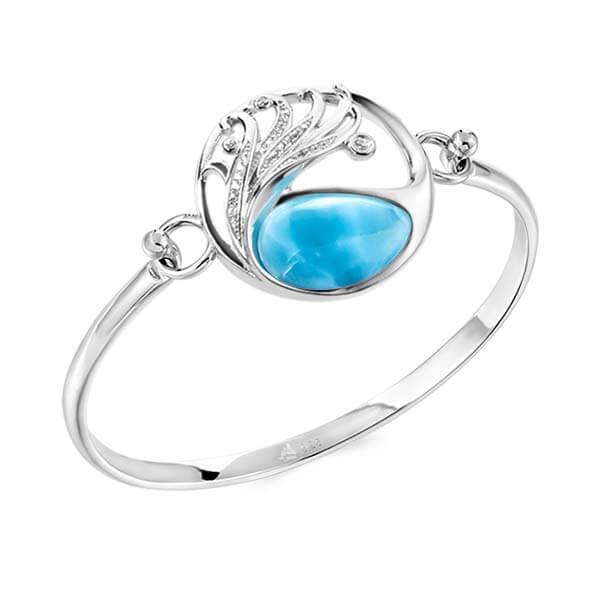 Interchangeable Bangle Top - Larimar Wave 2