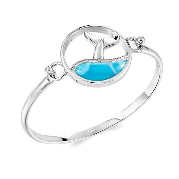 Interchangeable Bangle Top - Larimar Whale Tail