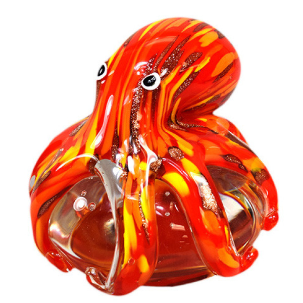 Glass Octopus Red 4″