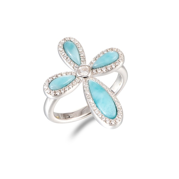 Larimar Cross Ring