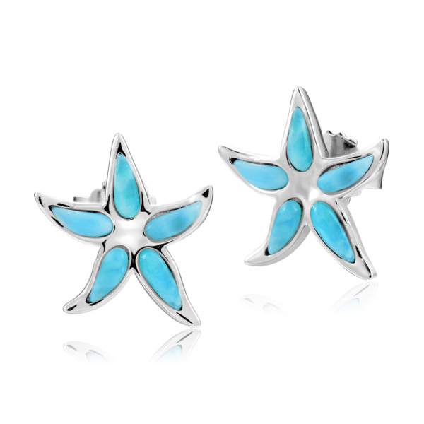 SS 925 Larimar Starfish Earrings