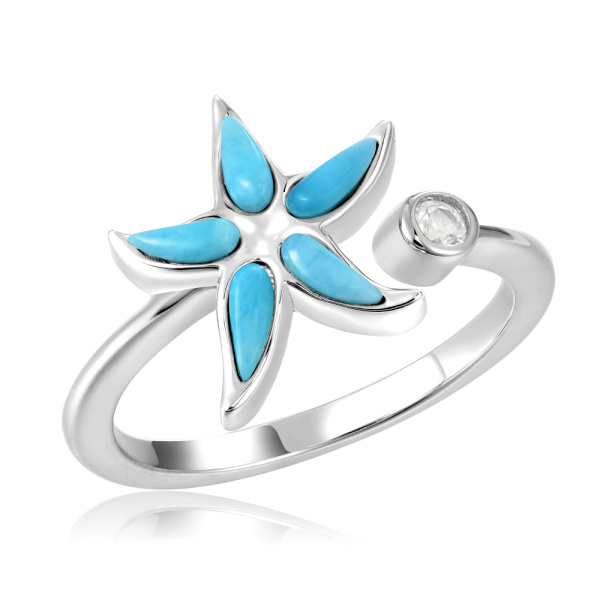 SS 925 Larimar Starfish Ring