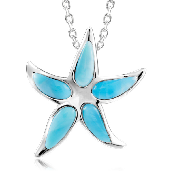 SS 925 Larimar Starfish Pendant