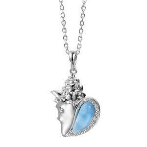 SS 925 Conch Shell Larimar Pendant