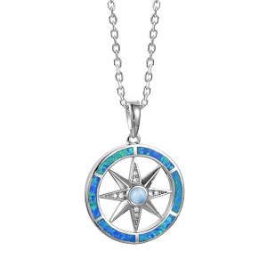 SS 925 Compass Larimar Pendant