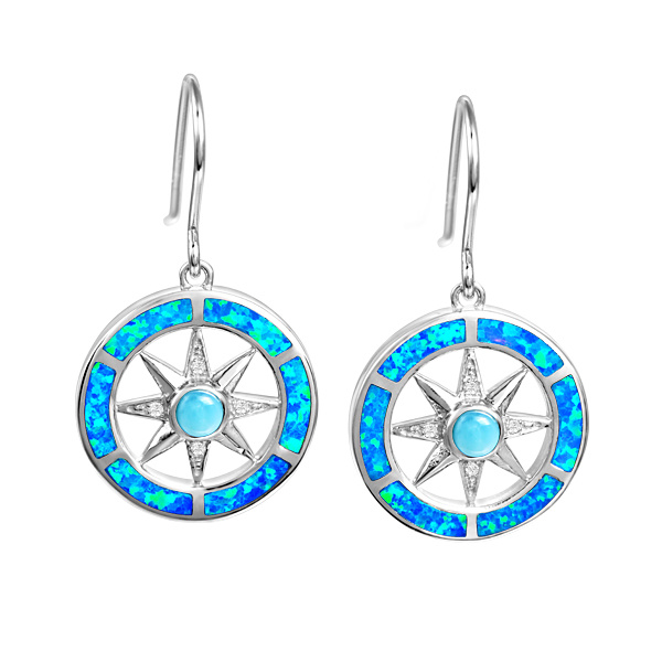 SS 925 Larimar Compass Earrings