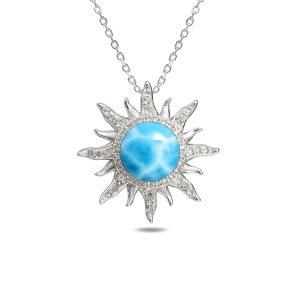 SS 925 Larimar Sun Pendant