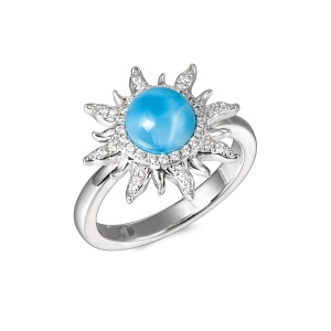 SS 925 Larimar Sun Ring