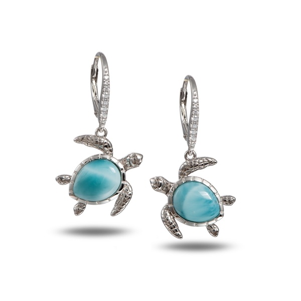 SS 925 Larimar Turtle Earrings
