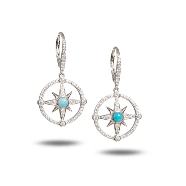 SS 925 Larimar Compass Earrings