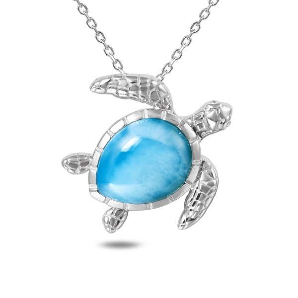 SS 925 Larimar Turtle Pendant